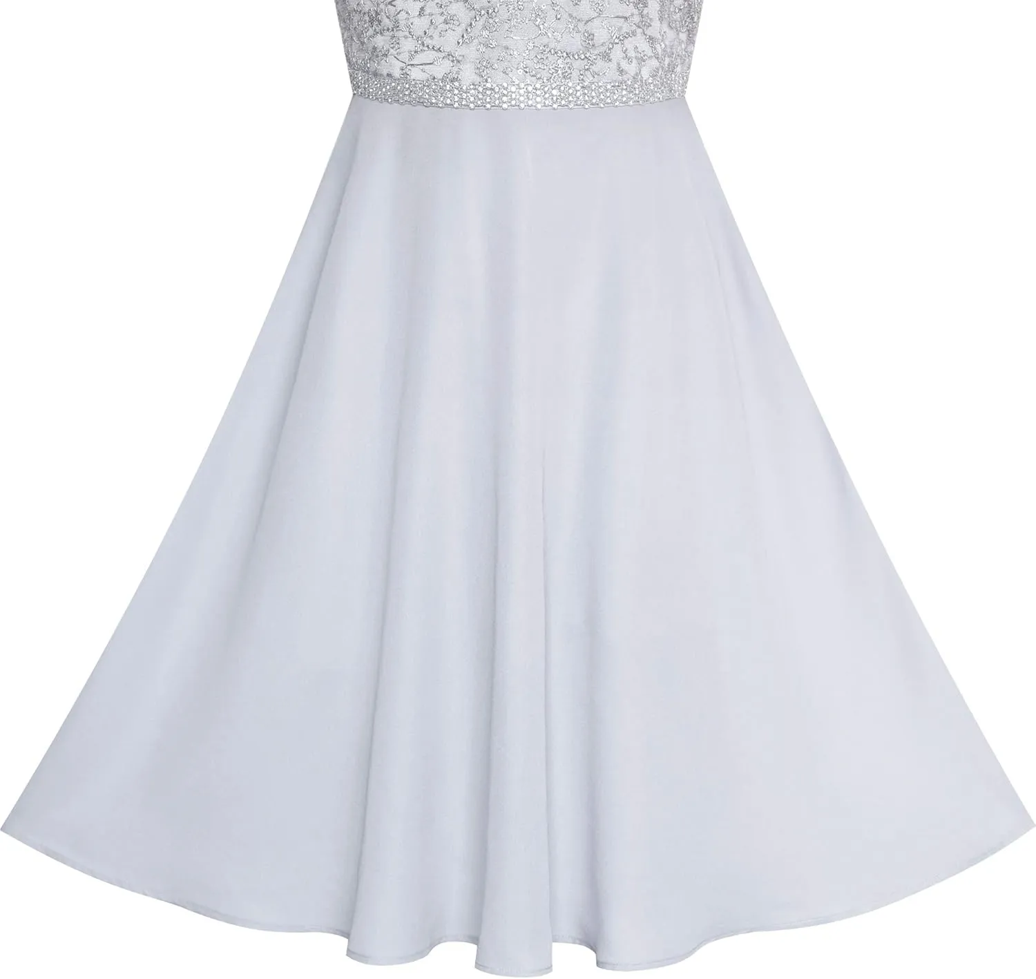 Sunny Fashion Girls Dress Rhinestone Chiffon Bridesmaid Dance Ball Maxi Gown