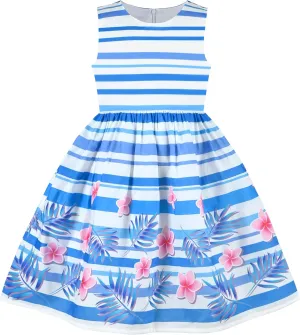 Sunny Fashion Girls Dress Rose Flower Double Bow Tie Party Sundress