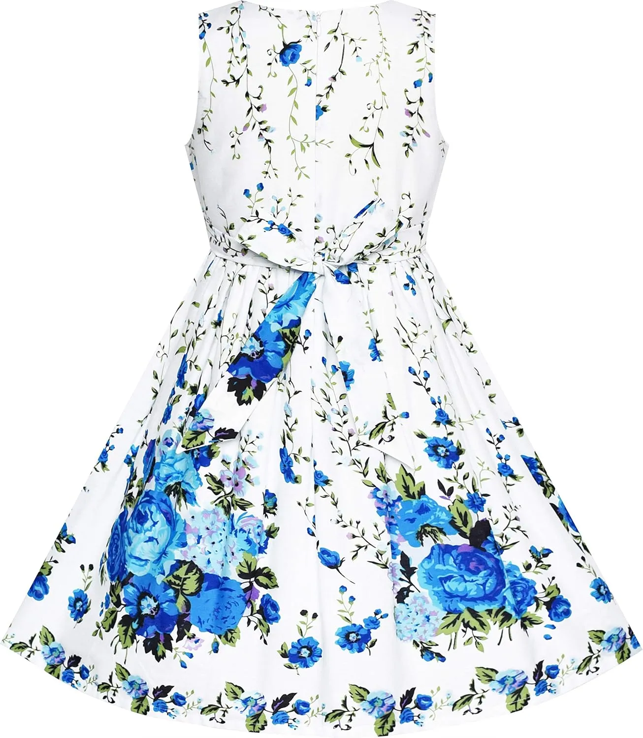 Sunny Fashion Girls Dress Rose Flower Double Bow Tie Party Sundress