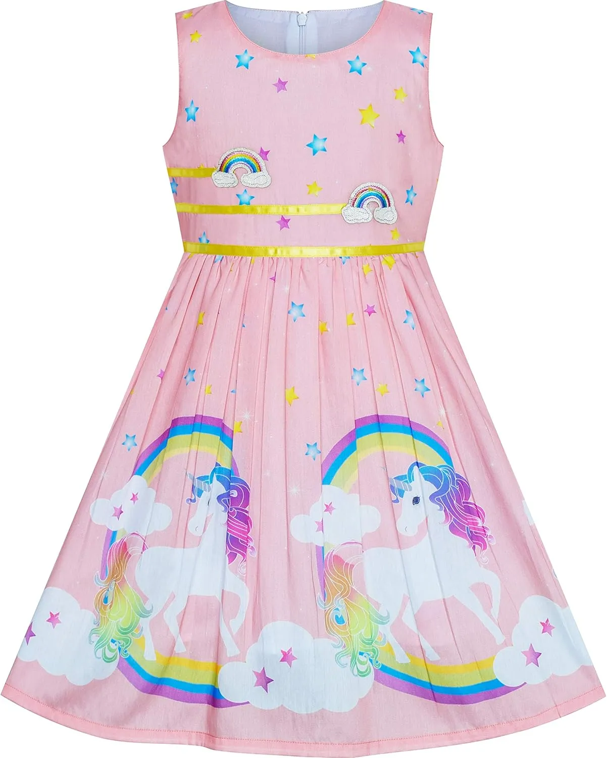 Sunny Fashion Girls Dress Rose Flower Double Bow Tie Party Sundress