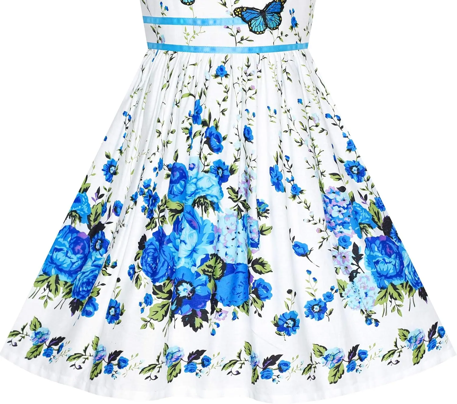 Sunny Fashion Girls Dress Rose Flower Double Bow Tie Party Sundress