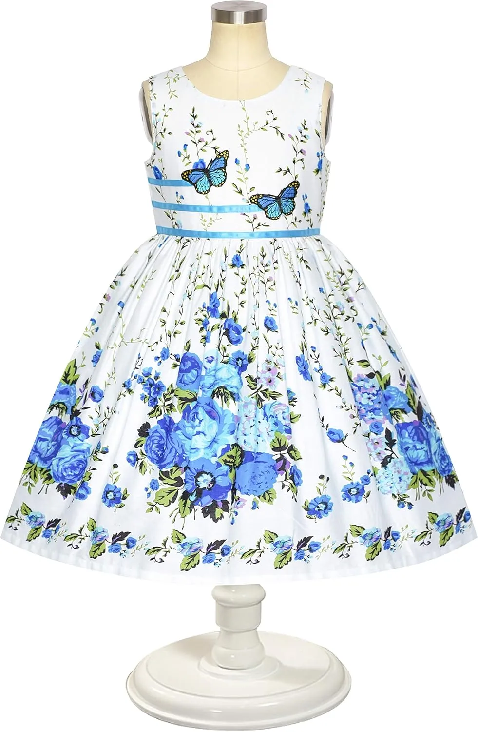 Sunny Fashion Girls Dress Rose Flower Double Bow Tie Party Sundress