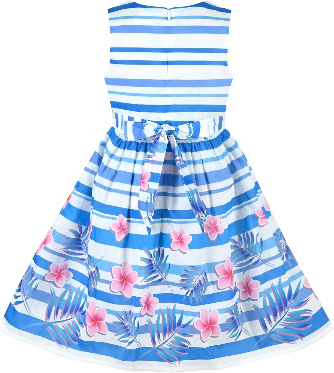 Sunny Fashion Girls Dress Rose Flower Double Bow Tie Party Sundress