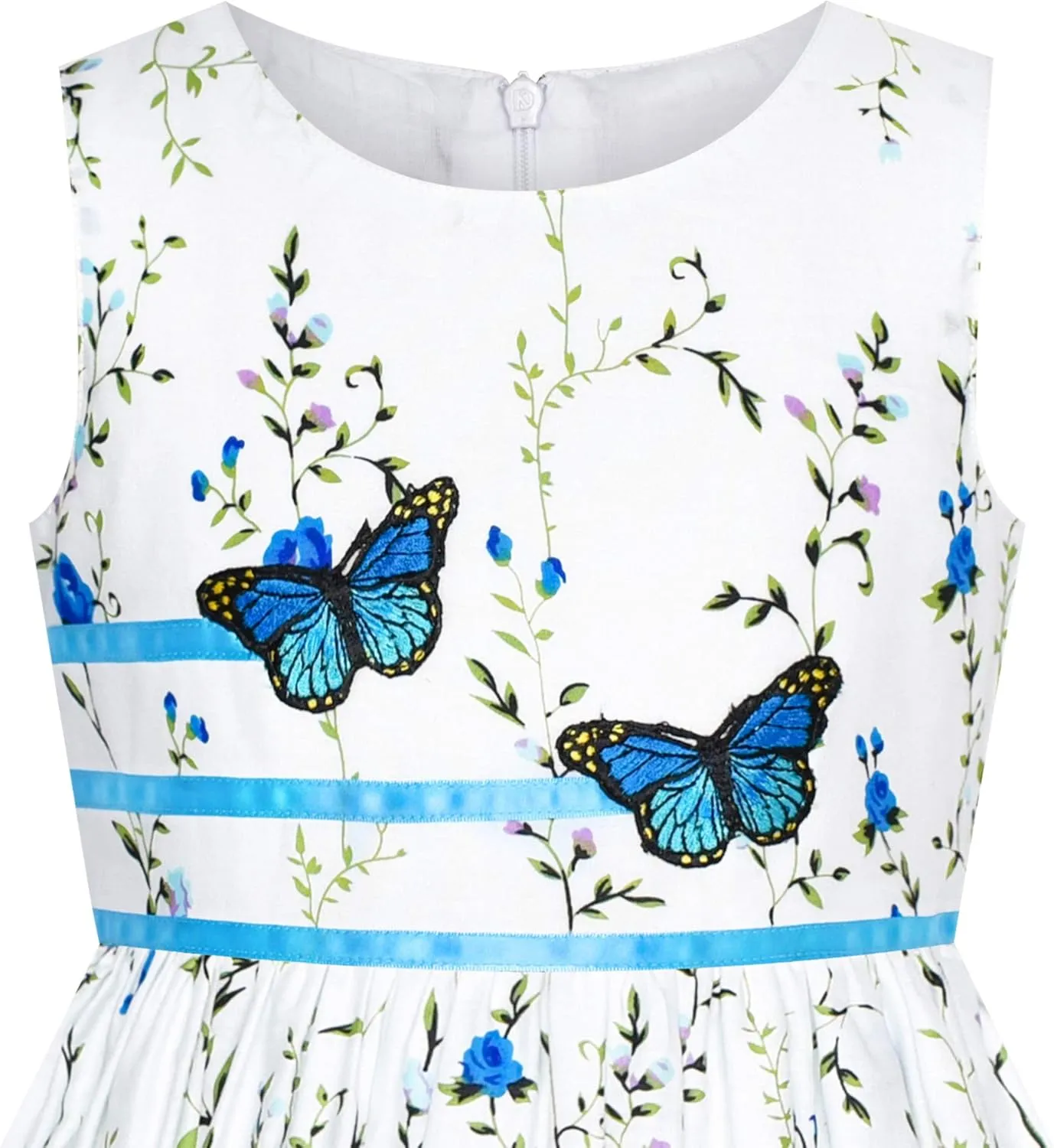 Sunny Fashion Girls Dress Rose Flower Double Bow Tie Party Sundress
