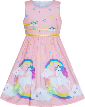 Sunny Fashion Girls Dress Rose Flower Double Bow Tie Party Sundress