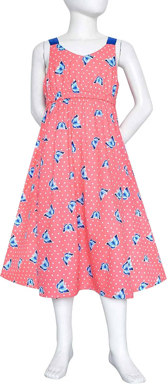 Sunny Fashion Girls Dress Tie Back Flower Black Pink Casual Dress Party