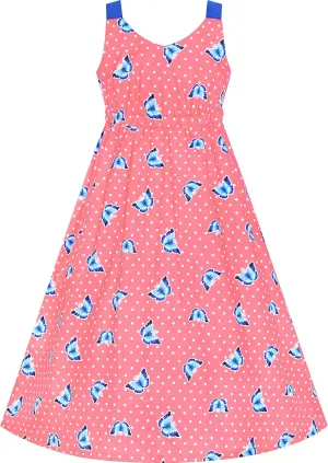 Sunny Fashion Girls Dress Tie Back Flower Black Pink Casual Dress Party