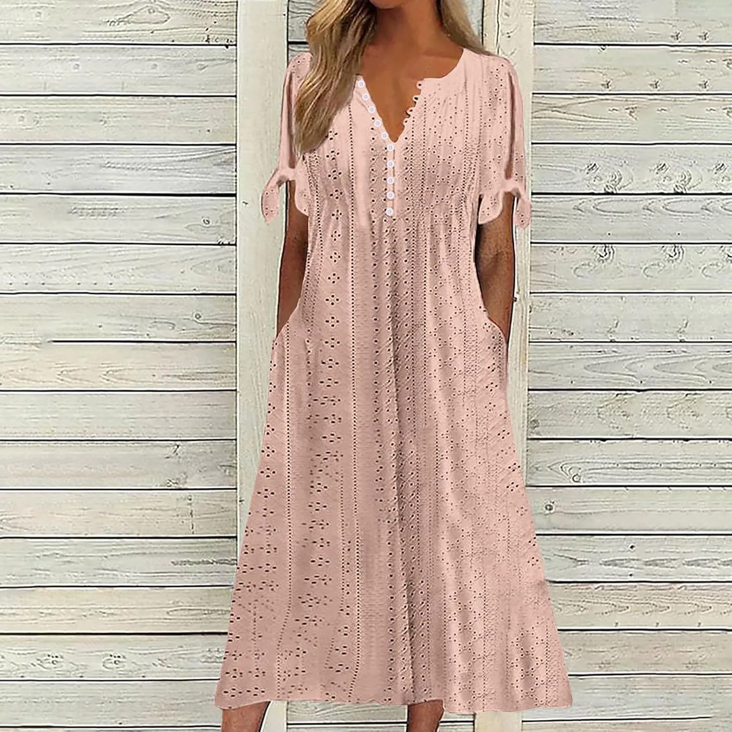 TANGNADE Summer Maxi Dresses for Women 2025 Plus Size Short Sleeve Eyelet Tshirts Dress Long Beach Sundress Wedding Guest