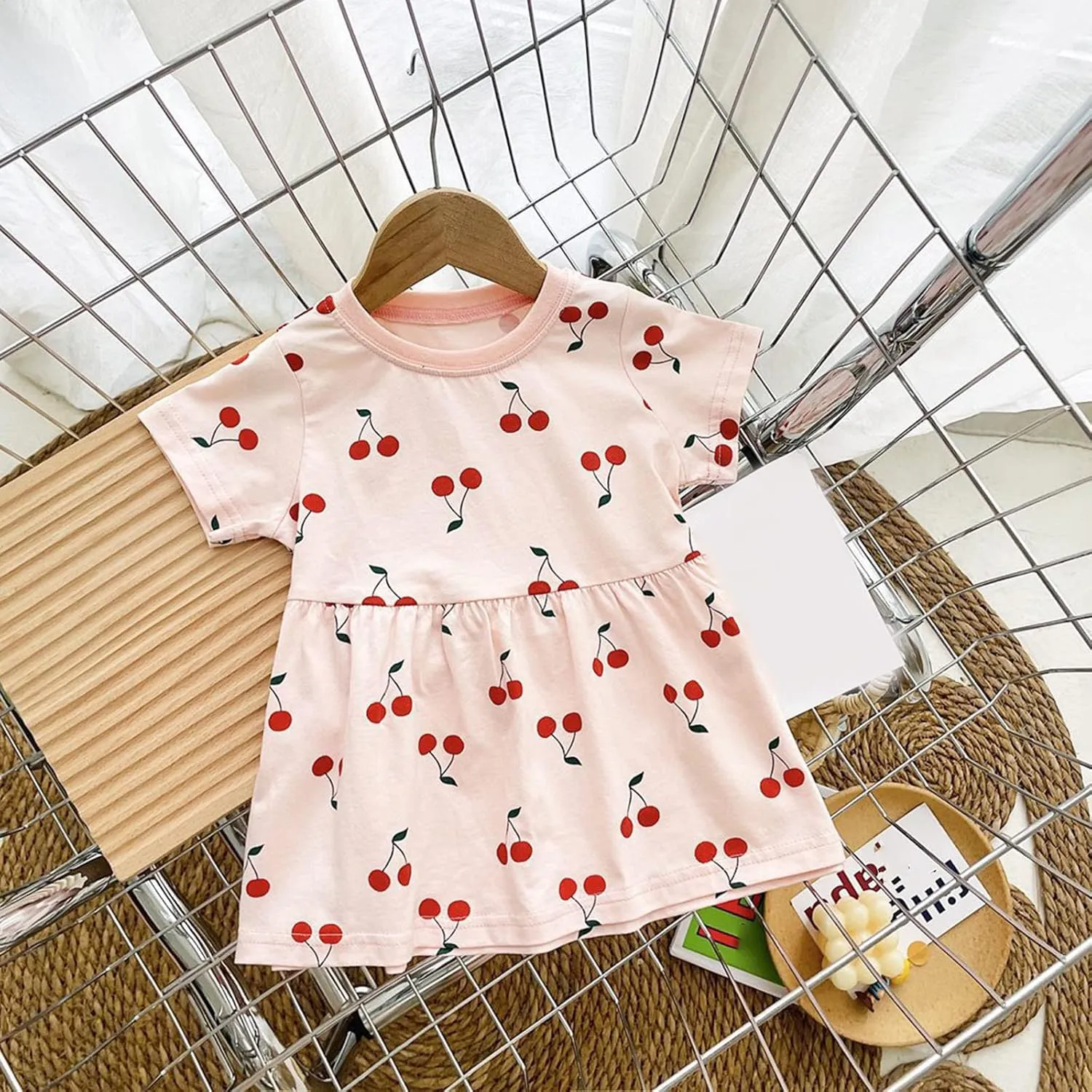 Toddler Baby Girl Fruit Mini Skirt Bowknot Ruffle Sleeveless Princess Dress Newborn Floral Print Dresses