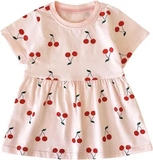 Toddler Baby Girl Fruit Mini Skirt Bowknot Ruffle Sleeveless Princess Dress Newborn Floral Print Dresses