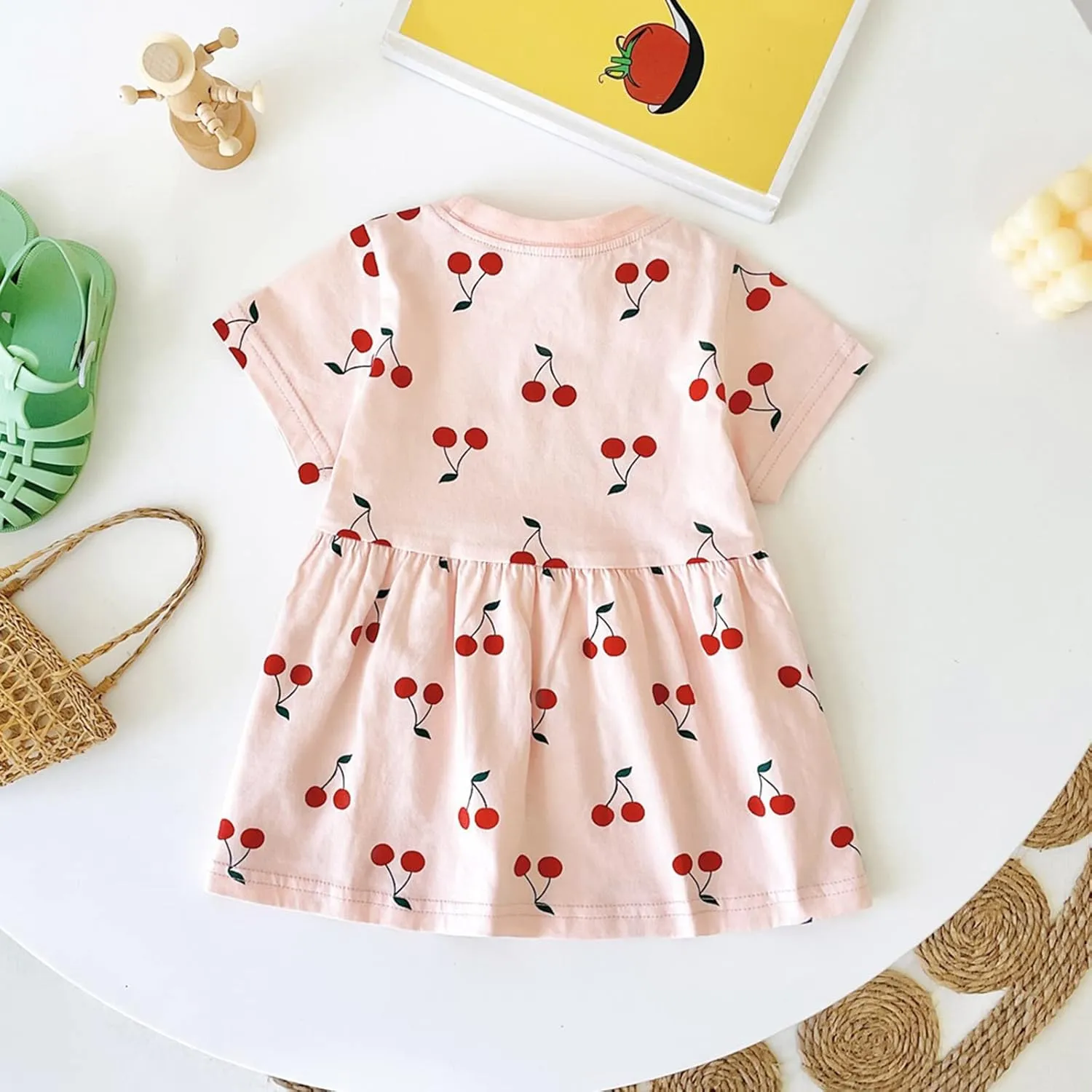 Toddler Baby Girl Fruit Mini Skirt Bowknot Ruffle Sleeveless Princess Dress Newborn Floral Print Dresses