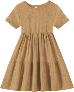 Toddler Baby Girls Dress Little Girl Summer Dress Casual Short Sleeve Round Neck Party Baby Beach Sundress 18M-6T
