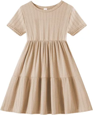 Toddler Baby Girls Dress Little Girl Summer Dress Casual Short Sleeve Round Neck Party Baby Beach Sundress 18M-6T