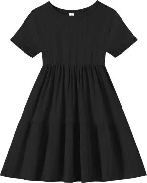 Toddler Baby Girls Dress Little Girl Summer Dress Casual Short Sleeve Round Neck Party Baby Beach Sundress 18M-6T
