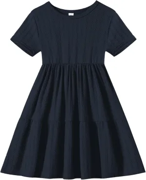 Toddler Baby Girls Dress Little Girl Summer Dress Casual Short Sleeve Round Neck Party Baby Beach Sundress 18M-6T