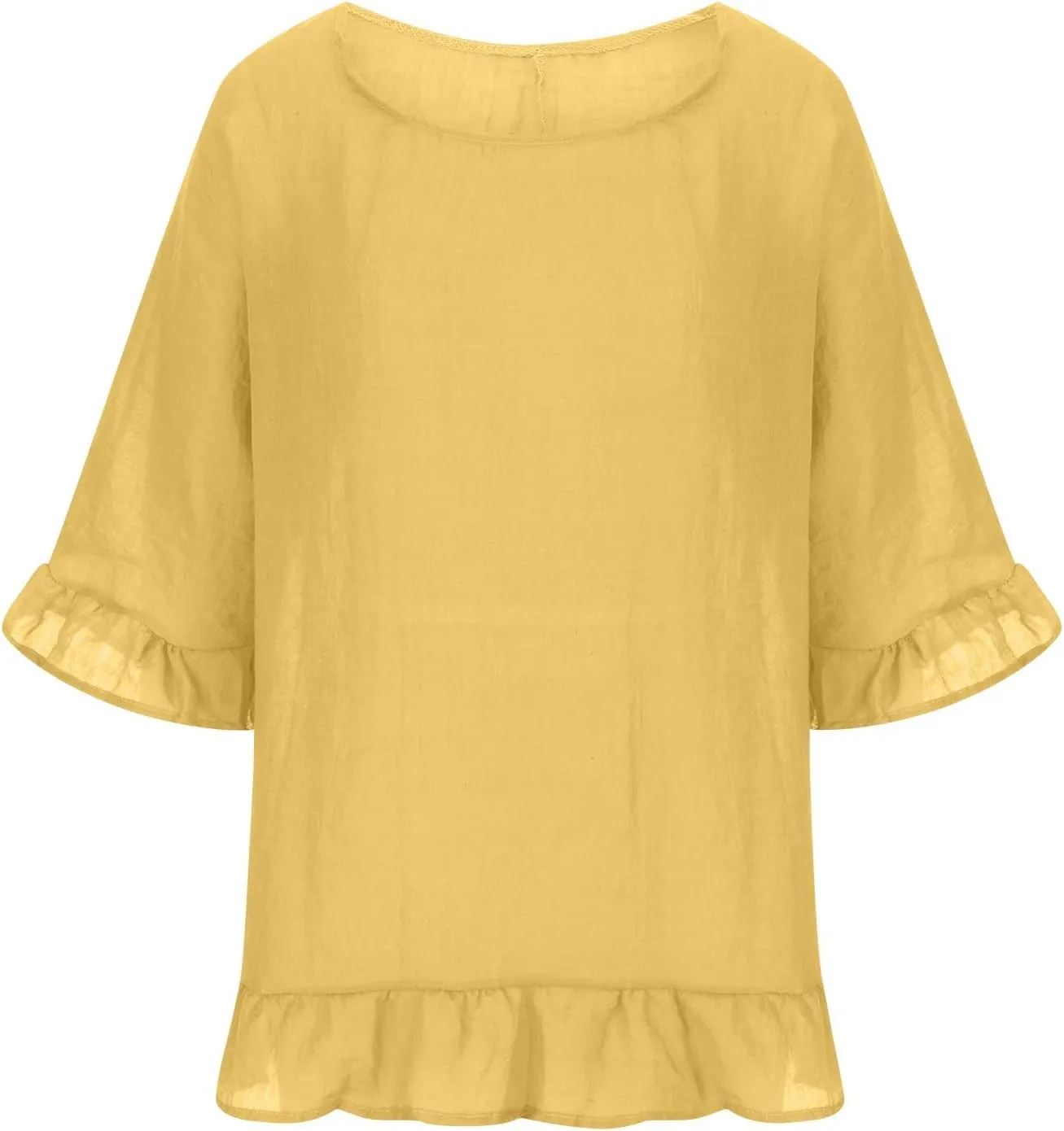 Tunic Dresses for Women 2024 Flowy Plus Size 3/4 Ruffle Sleeve Dress Oversized Lightweight Outdoor Bodycon Mini Dress