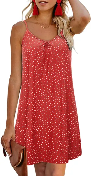 ULTRANICE Women's 2024 Summer Casual Beach Dresses Cover Ups Floral V Neck Spaghetti Strap Backless Mini Sun Dress