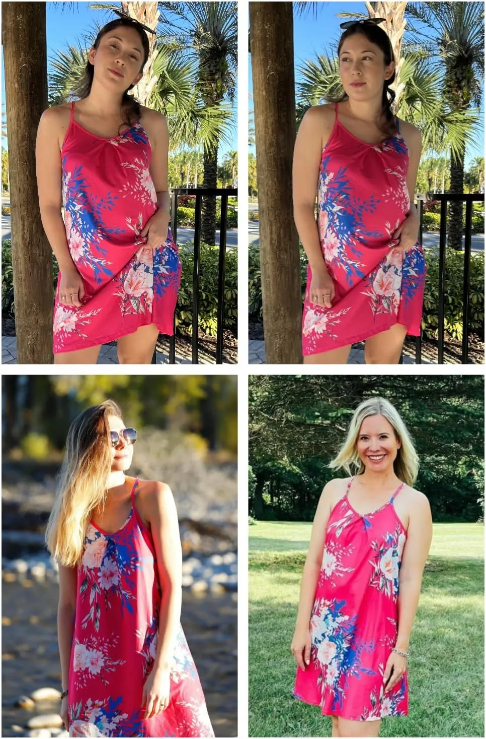 ULTRANICE Women's 2024 Summer Casual Beach Dresses Cover Ups Floral V Neck Spaghetti Strap Backless Mini Sun Dress