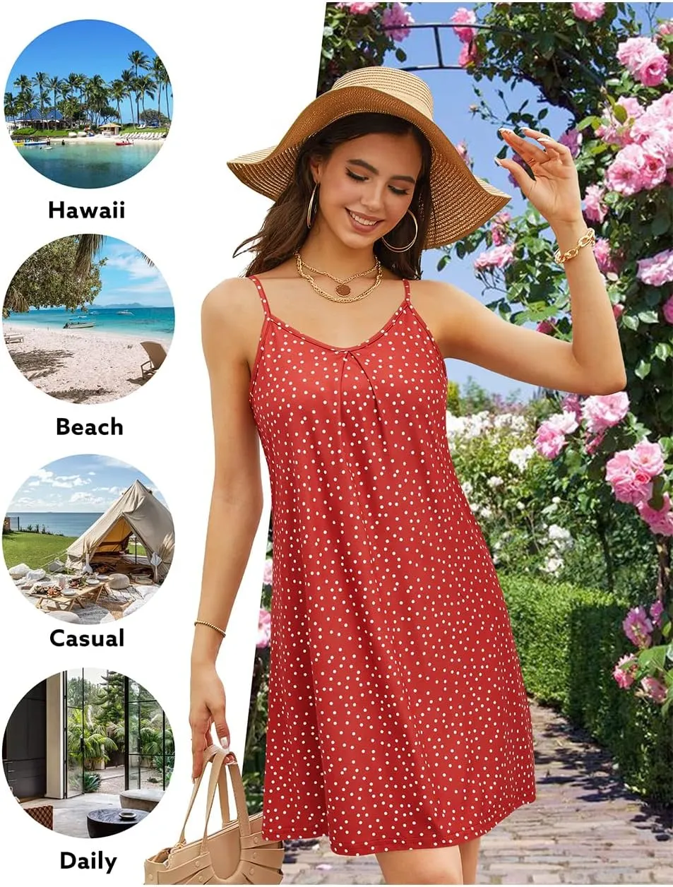 ULTRANICE Women's 2024 Summer Casual Beach Dresses Cover Ups Floral V Neck Spaghetti Strap Backless Mini Sun Dress
