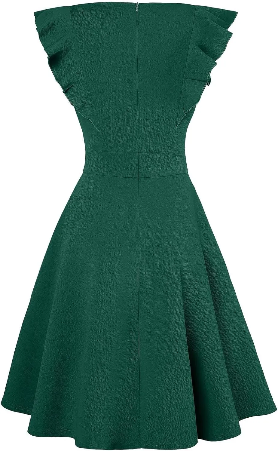 Vintage Summer Dress for Women High Waisted A Line Midi Dresses Round Neck Ruffle Short Sleeve Office Outfits