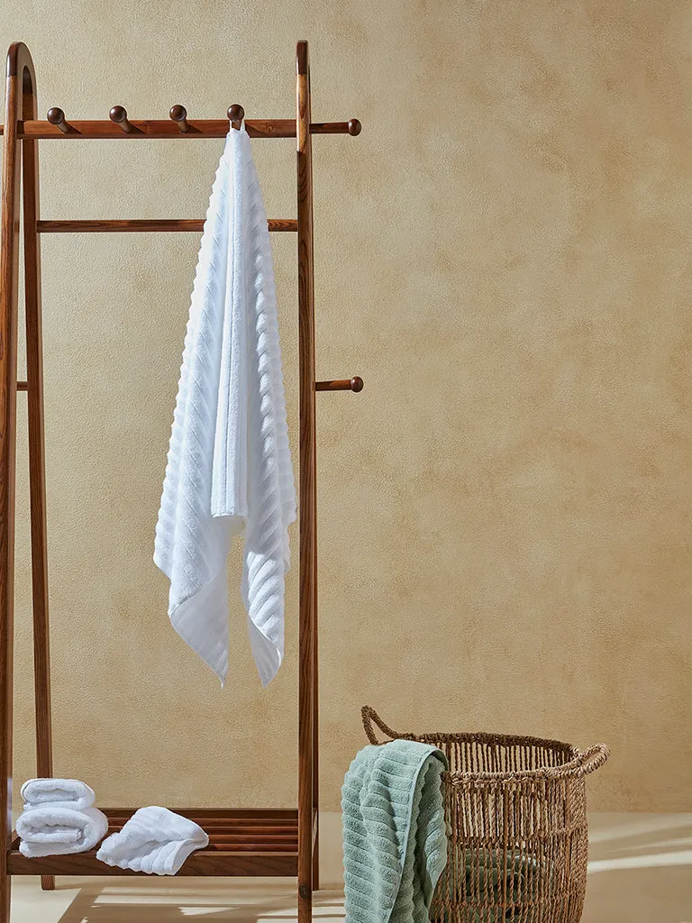 Westside Home White Self-Striped Luxe Bath Towel