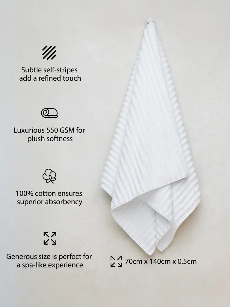 Westside Home White Self-Striped Luxe Bath Towel