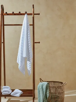 Westside Home White Self-Striped Luxe Bath Towel
