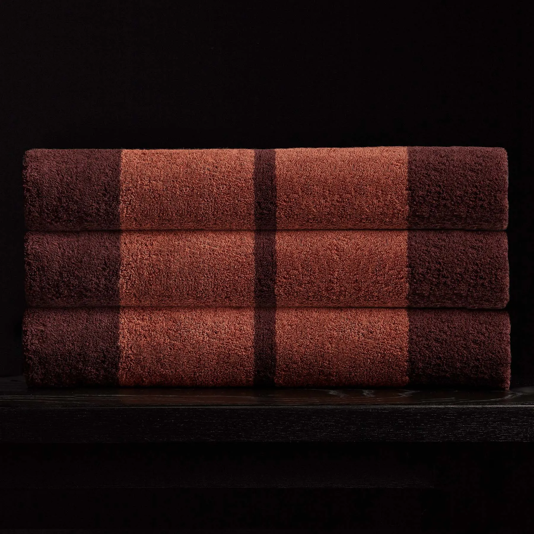 Wide Stripe Beach Towel - Plum/Paprika