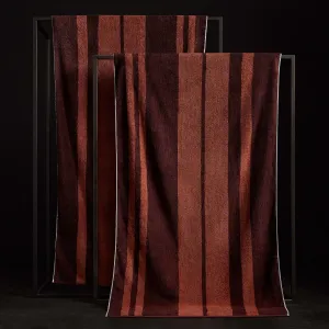 Wide Stripe Beach Towel - Plum/Paprika