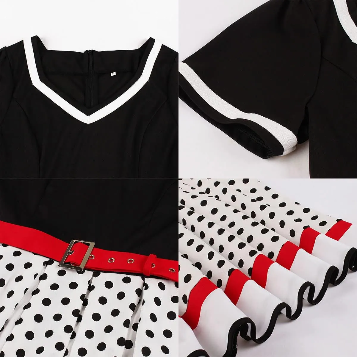 Women 1950s Vintage Short Sleeve Peter Pan Collar Retro Swing A Line Midi Summer Dress Cocktail Party Evening Prom Gown