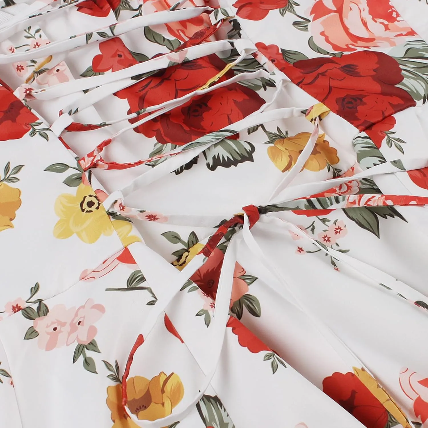 Women Floral Corset Dress, Boho Summer Spaghetti Straps Square Neck Casual Midi Dress Flowy Slit Bustier Dresses