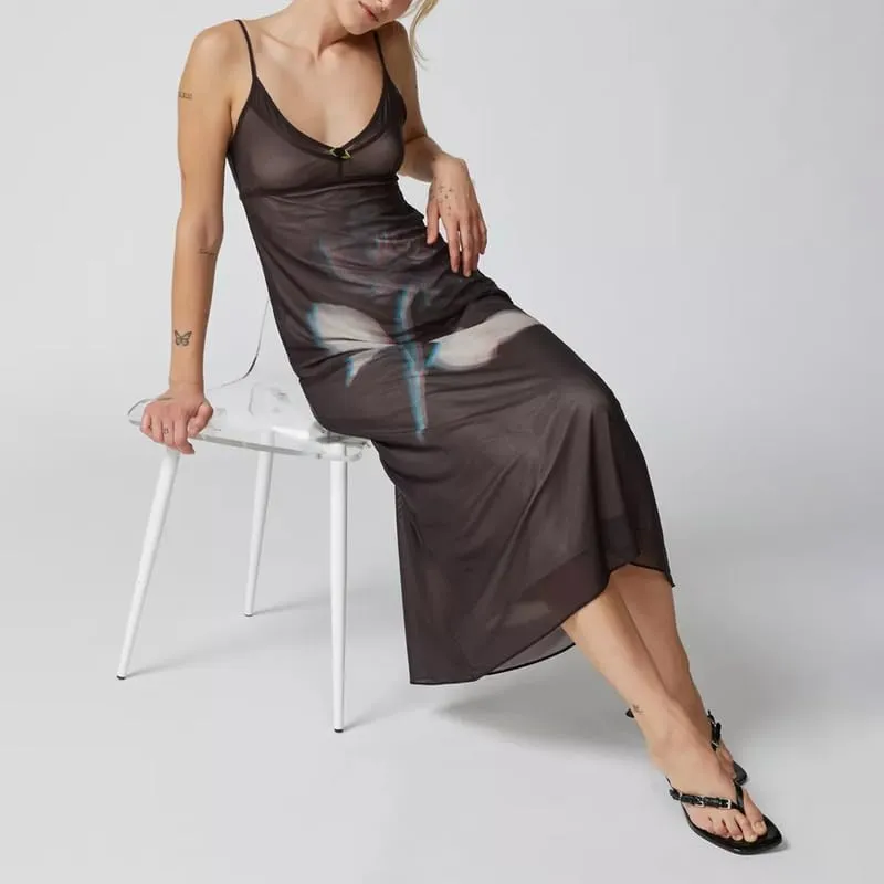Women Floral Spaghetti Strap Maxi Dress Boho Sleeveless Slim Fit Long Slip Dress Elegant Bodycon Summer Sundress