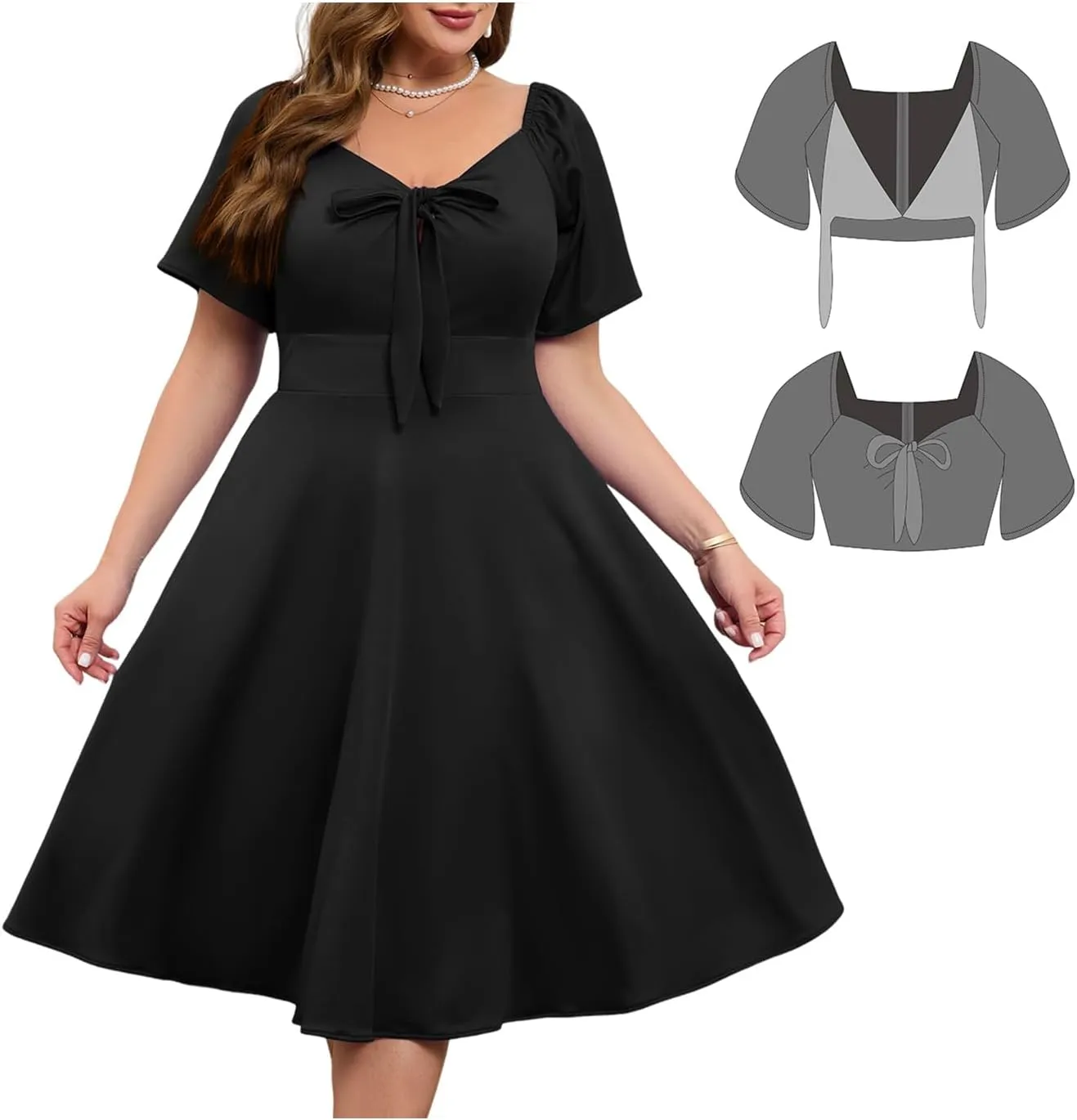 Women Plus Size Cocktail Dresses Tie Front Adjustable Strap, Satin Midi Prom Party Wedding Guest Formal Dress