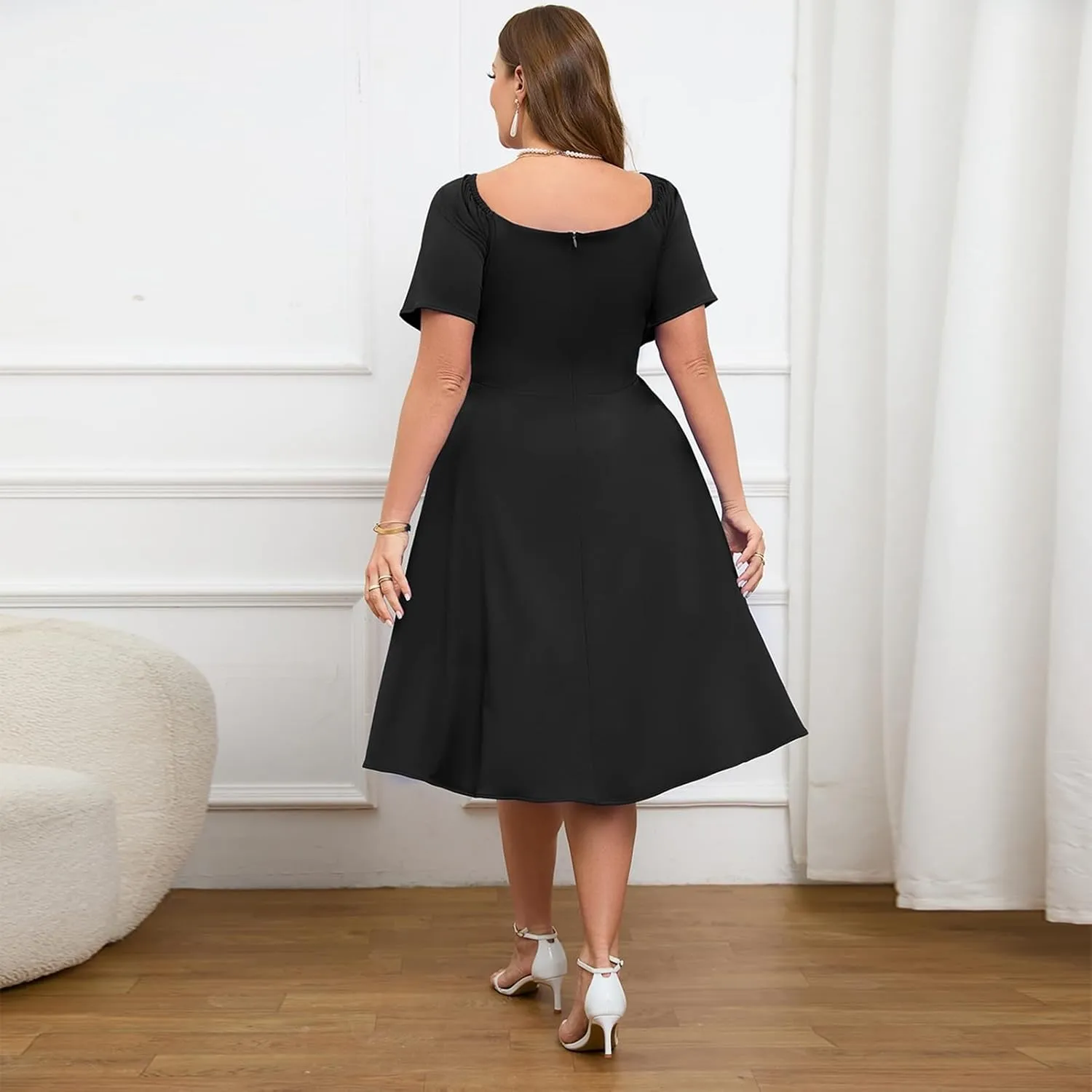 Women Plus Size Cocktail Dresses Tie Front Adjustable Strap, Satin Midi Prom Party Wedding Guest Formal Dress
