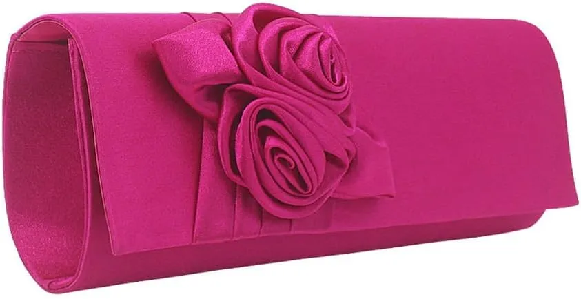 Women Simple Classic 3D Floral Handbag Fashion Evening Bag Party Prom Clutch Bag Bride Wedding Purse