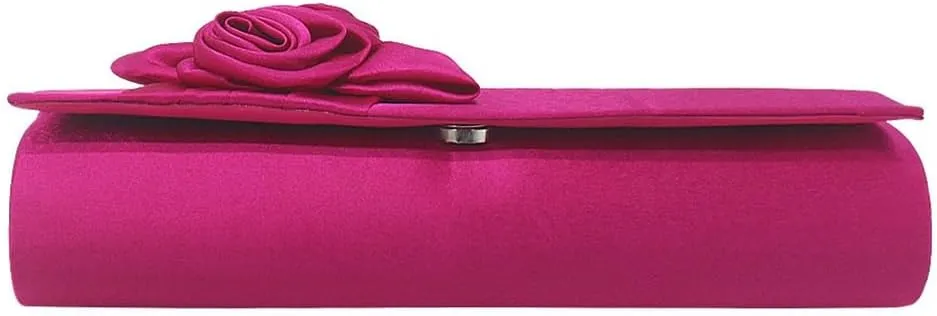 Women Simple Classic 3D Floral Handbag Fashion Evening Bag Party Prom Clutch Bag Bride Wedding Purse
