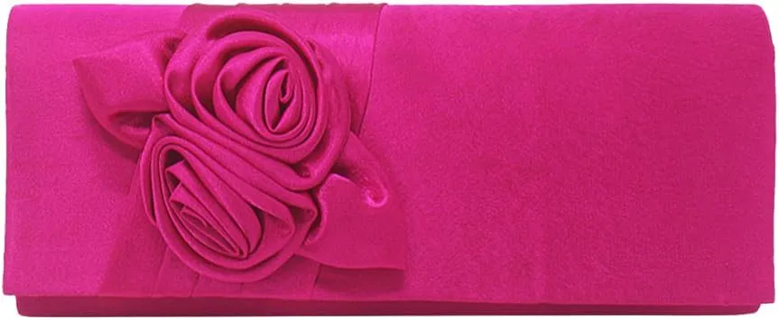 Women Simple Classic 3D Floral Handbag Fashion Evening Bag Party Prom Clutch Bag Bride Wedding Purse