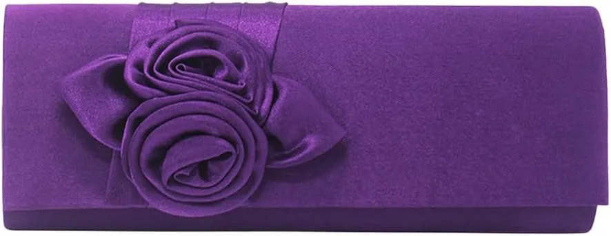 Women Simple Classic 3D Floral Handbag Fashion Evening Bag Party Prom Clutch Bag Bride Wedding Purse