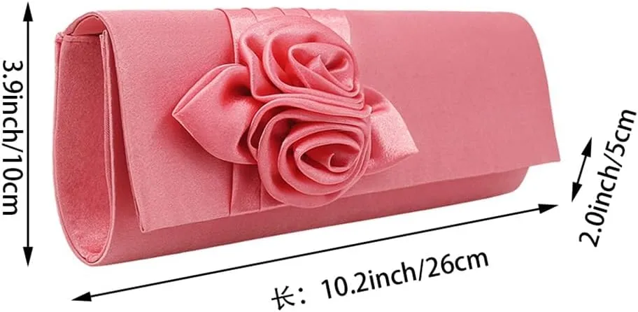 Women Simple Classic 3D Floral Handbag Fashion Evening Bag Party Prom Clutch Bag Bride Wedding Purse