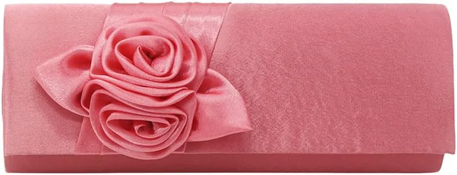 Women Simple Classic 3D Floral Handbag Fashion Evening Bag Party Prom Clutch Bag Bride Wedding Purse