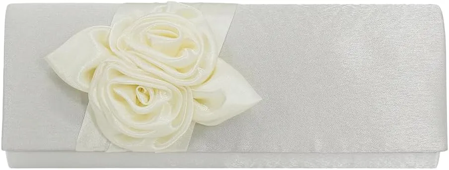 Women Simple Classic 3D Floral Handbag Fashion Evening Bag Party Prom Clutch Bag Bride Wedding Purse