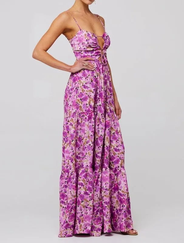 Women Y2k Floral Summer Casual Sleeveless Maxi Dresses Sexy Backless Bodycon Dresses Spaghetti Strap Long Dresses