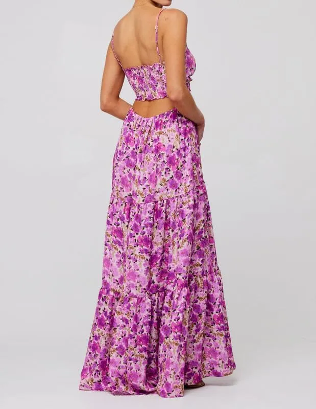 Women Y2k Floral Summer Casual Sleeveless Maxi Dresses Sexy Backless Bodycon Dresses Spaghetti Strap Long Dresses