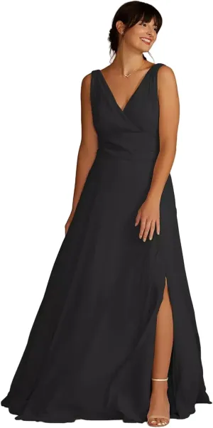 Women's Bridesmaids Dresses V Neck Chiffon A Line Floor Length Dresses for Women Formal