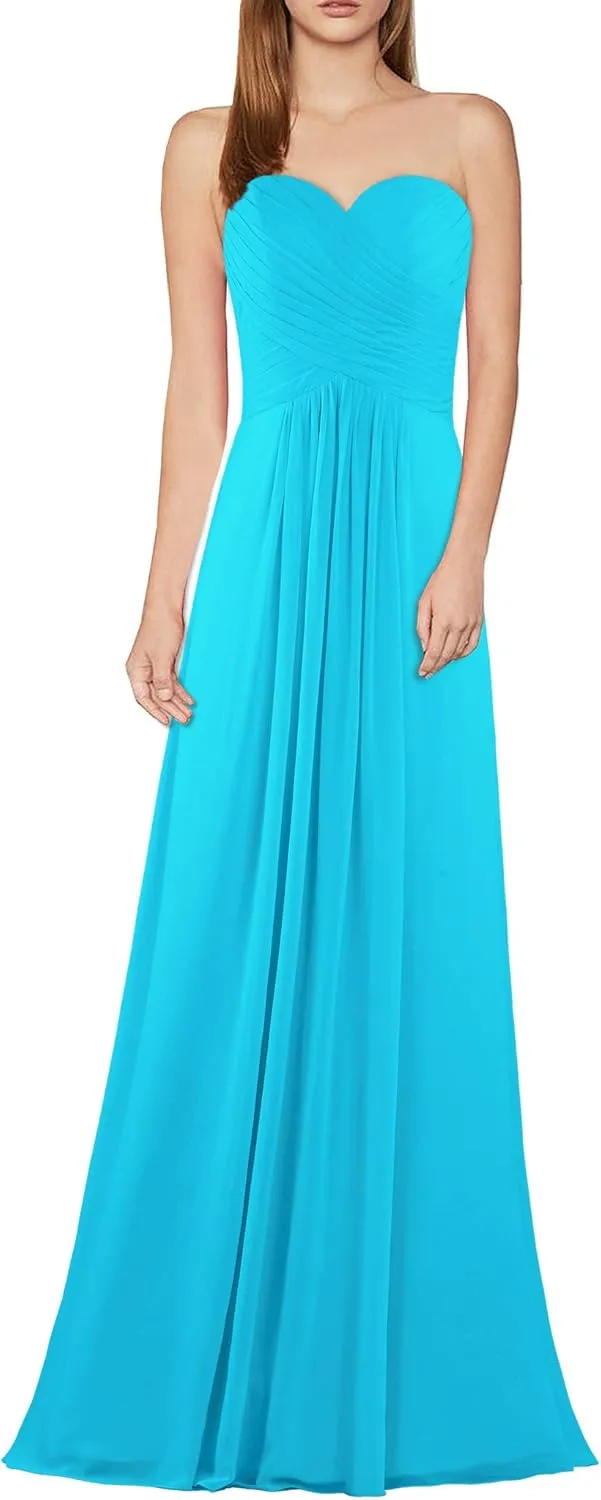 Women's Chiffon Bridesmaid Dresses Long Evening Gowns