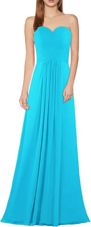 Women's Chiffon Bridesmaid Dresses Long Evening Gowns