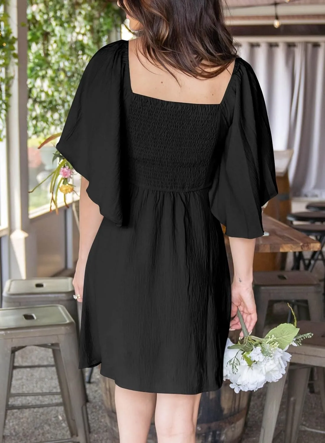 Womens Dresses 2024 Spring Summer Deep V Neck Elegant Bow tie Mini Dress S-XL