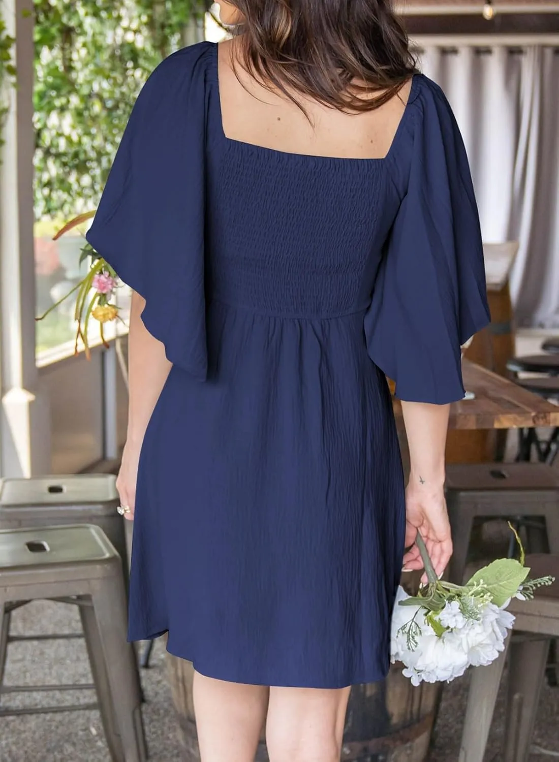 Womens Dresses 2024 Spring Summer Deep V Neck Elegant Bow tie Mini Dress S-XL