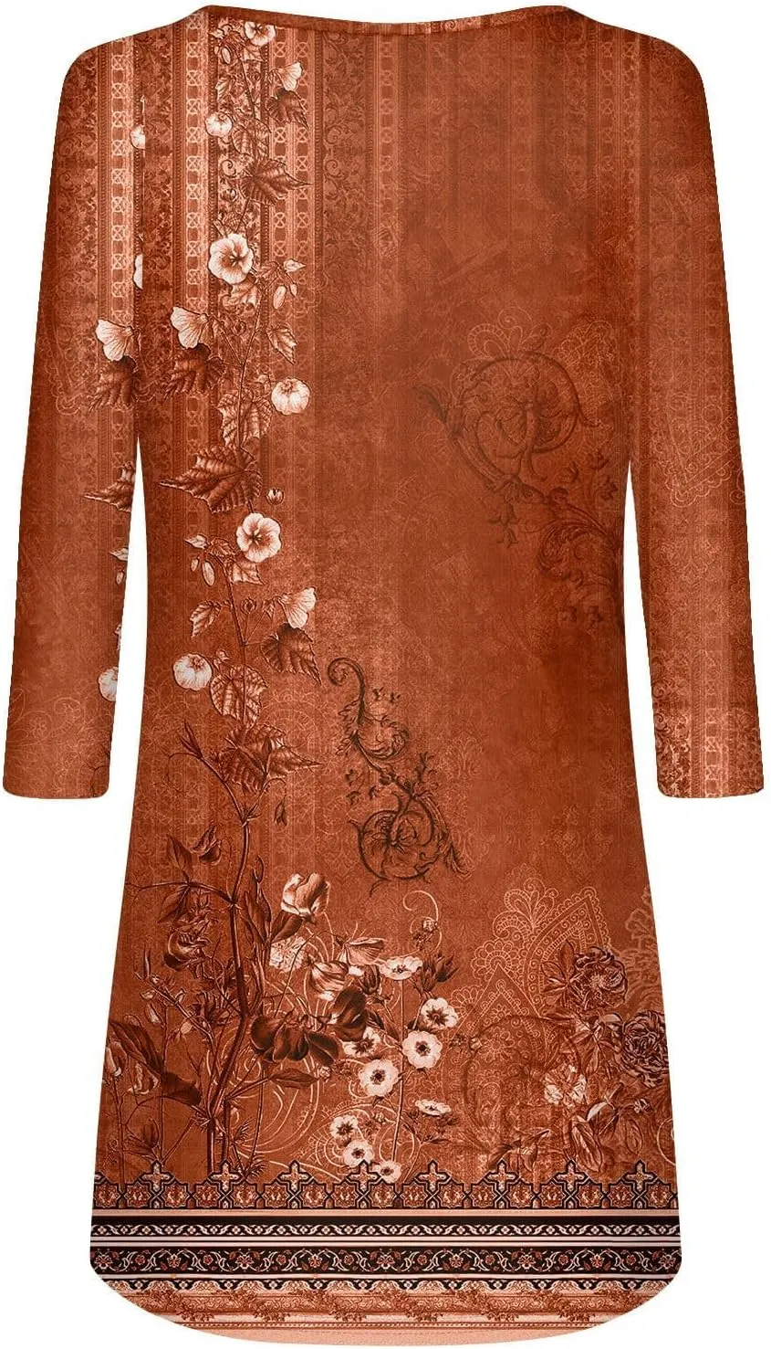 Women's Mini Dress Casual 2024 Vintage Floral Print V-Neck Button Down Dress Long Sleeve Flowy Fall Short Tunic Dress