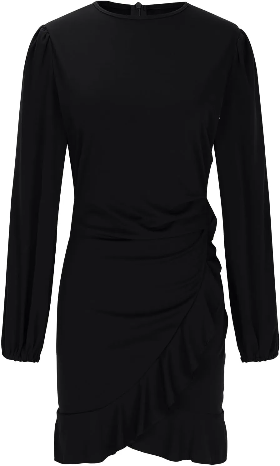 Women's Spring Casual Dress Ruffle Hem Elegant Flowy Vacation Gown 2025 Solid Short Sleeve Crewneck Mini Dresses